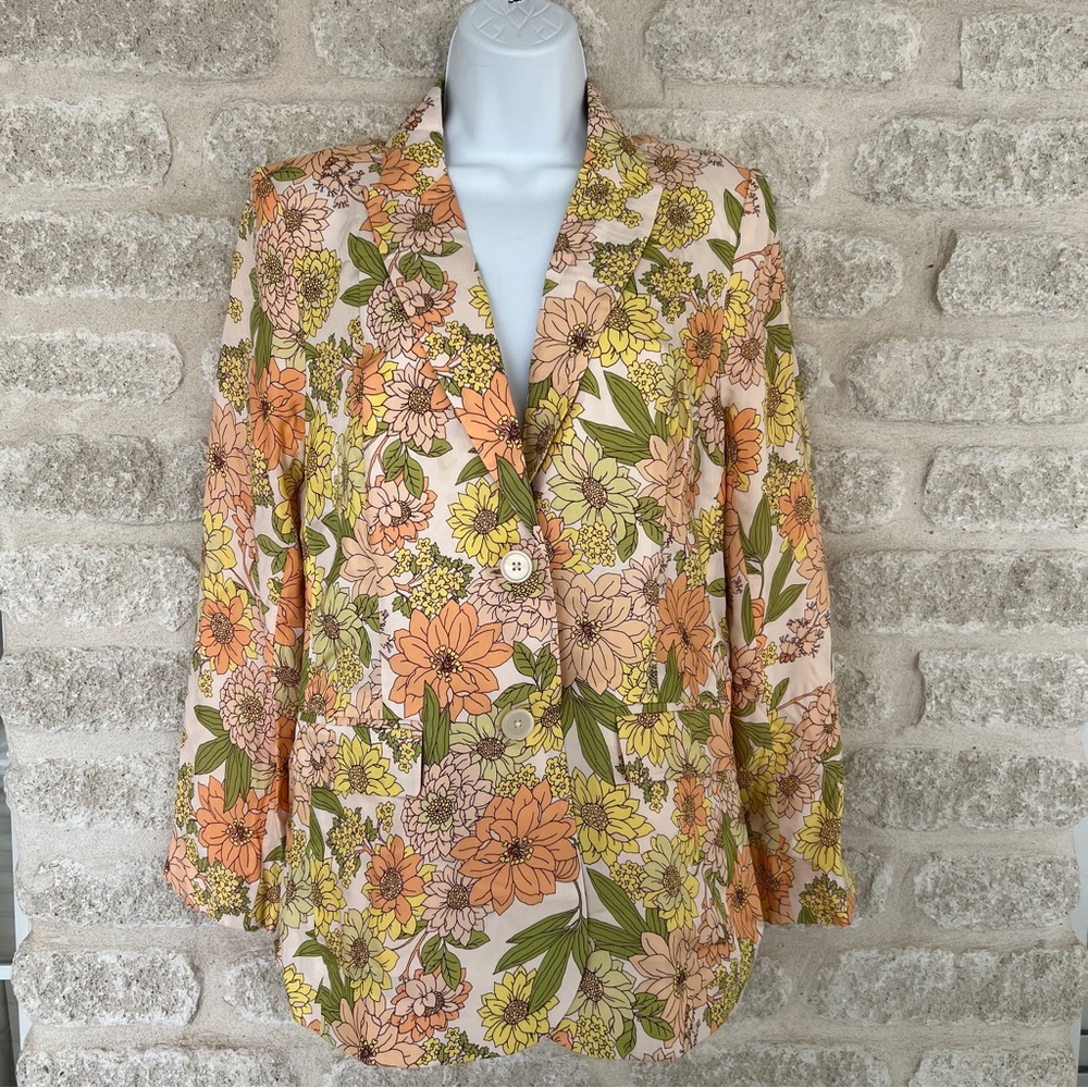 J.Crew Parke Blazer Jacket & Drapey cupro-blend in zinnia floral size 2